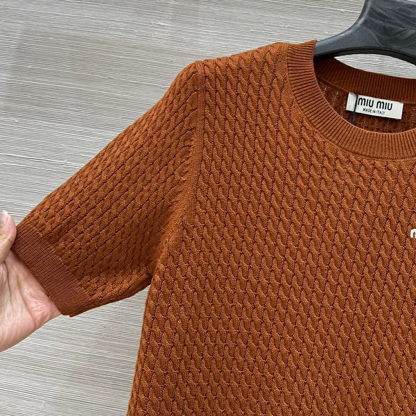 Miu Miu 25 Knitted Top Brown Wool