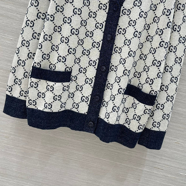 Gucci 2025 GG Cardigan Blue Gray Cotton