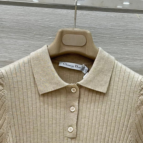 CD 25 Polo Short-sleeved Top Beige Cashmere