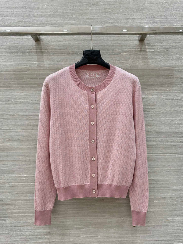 Fendi Knitted Cardigan Top Pink Wool