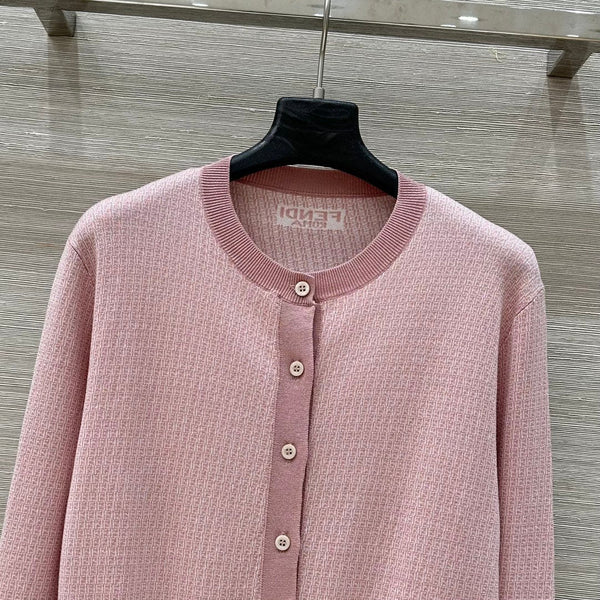 Fendi Knitted Cardigan Top Pink Wool