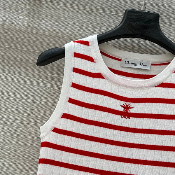 CD 25 Tank Top Red White Cotton