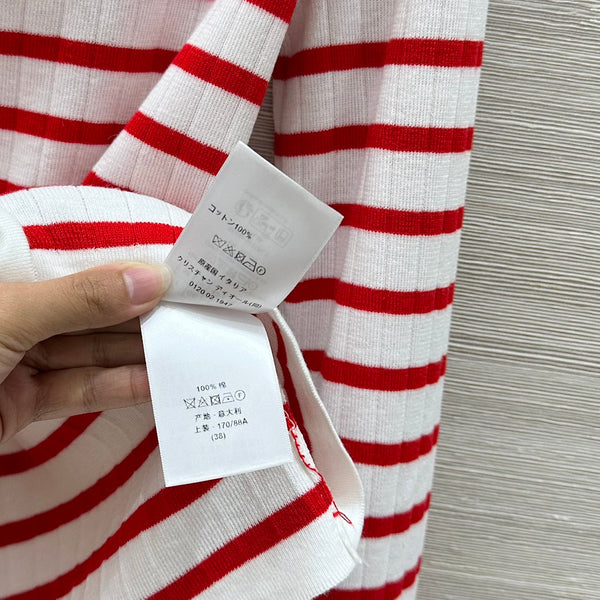 CD 25 Striped knitted Cardigan Red White Cotton