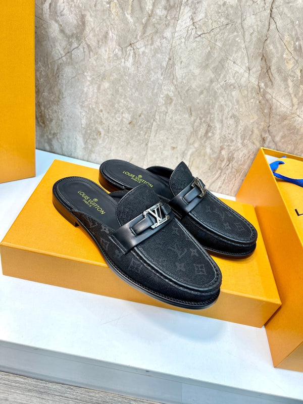 LV EASY MULE BLACK MONOGRAM CANVAS