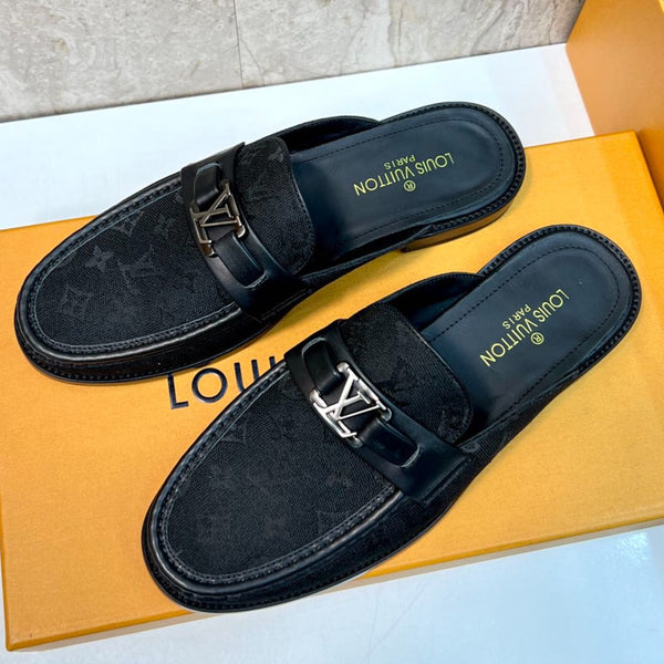 LV EASY MULE BLACK MONOGRAM CANVAS