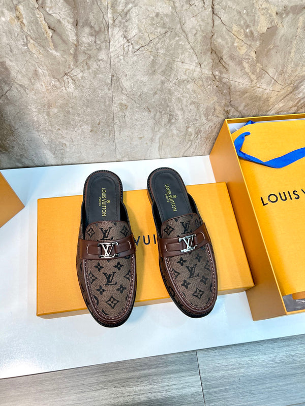 LV EASY MULE DARK BROWN MONOGRAM CANVAS
