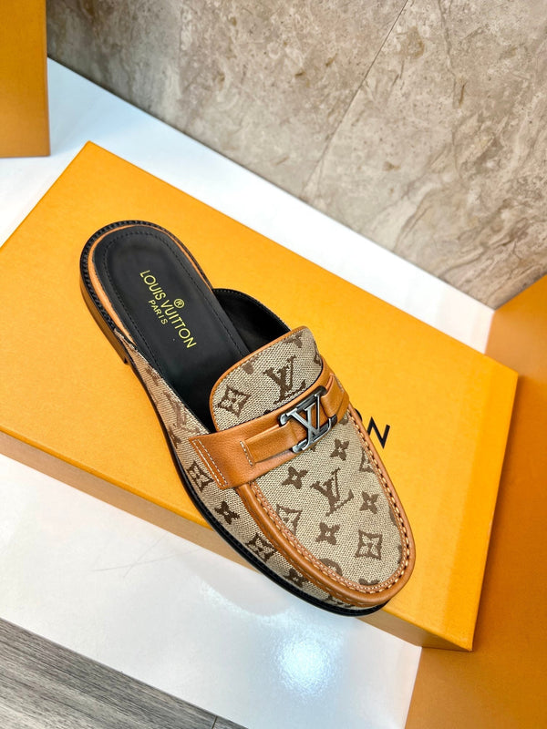 LV EASY MULE BEIGE CREAM MONOGRAM CANVAS