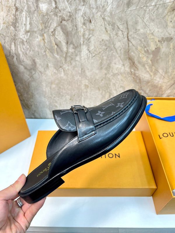 LV EASY MULE IN PELLE DI VITELLO CON MONOGRAMMA NERO