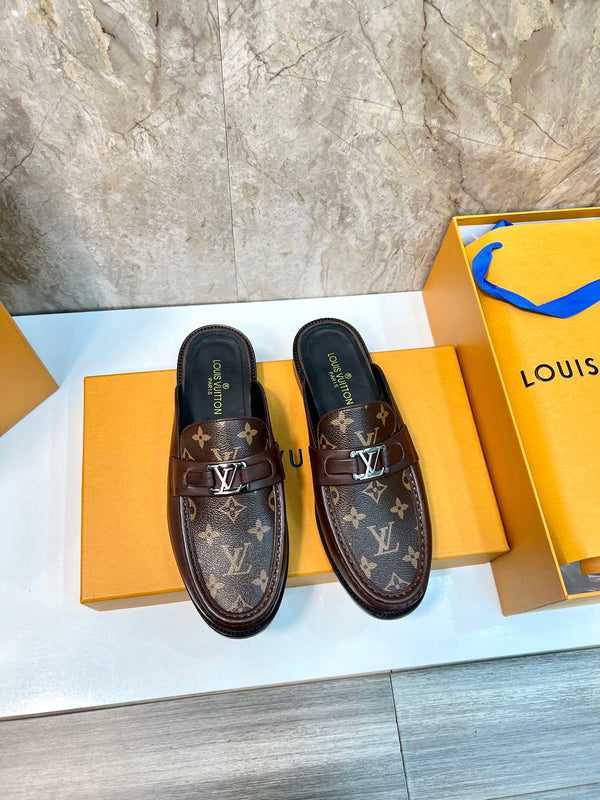 LV EASY MULE IN PELLE DI VITELLO CON MONOGRAMMA MARRONE CIOCCOLATO