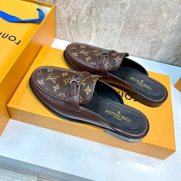 LV EASY MULE IN PELLE DI VITELLO CON MONOGRAMMA MARRONE CIOCCOLATO