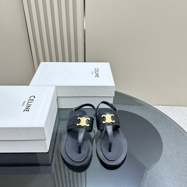 LYMPIA TRIOMPHE THONG IN CALFSKIN BLACK