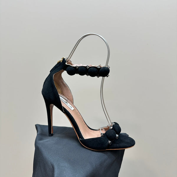 ALAIA HIGH HEEL SANDAL 10 CM IN BLACK SUEDE