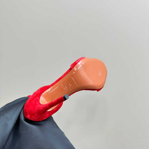 ALAIA HIGH HEEL SANDAL 10 CM IN CHERRY RED SUEDE