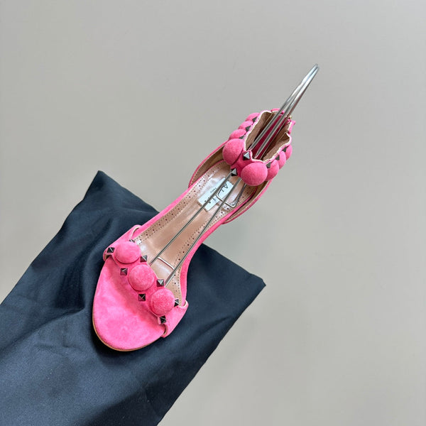 ALAIA HIGH HEEL SANDAL 10 CM IN ROSE PINK SUEDE