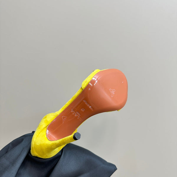 ALAIA HIGH HEEL SANDAL 10 CM IN BRIGHT YELLOW SUEDE