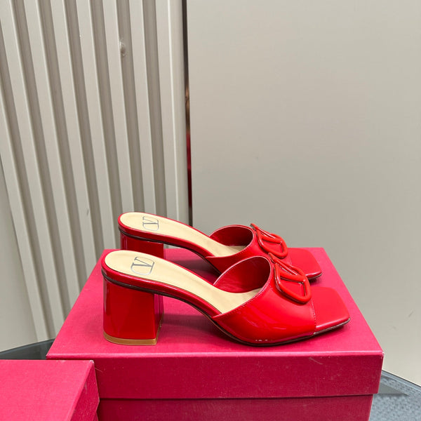 Vogo Signature High Shine Open Toe Sandals In Red Glossy Lambskin  839831