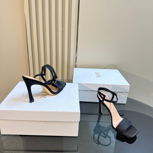 CD Dway Heeled Sandal 105mm Black Silk And Lambskin