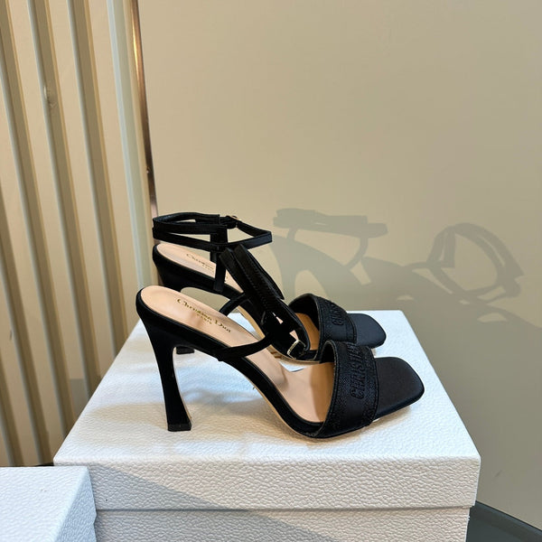 CD Dway Heeled Sandal 105mm Black Silk And Lambskin