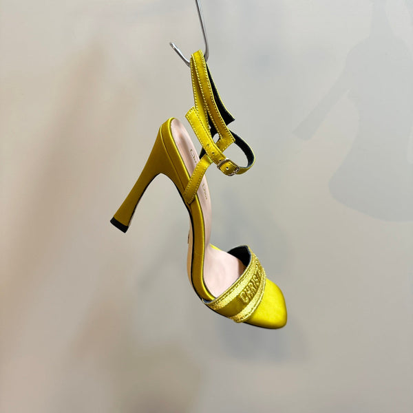 CD Dway Heeled Sandal 105mm Yellow Silk And Lambskin