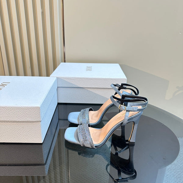 CD Dway Heeled Sandal 105mm Blue Silk And Lambskin