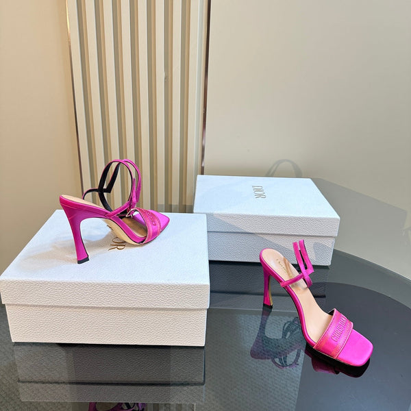 CD Dway Heeled Sandal 105mm Dark Pink Silk And Lambskin