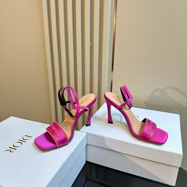 CD Dway Heeled Sandal 105mm Dark Pink Silk And Lambskin
