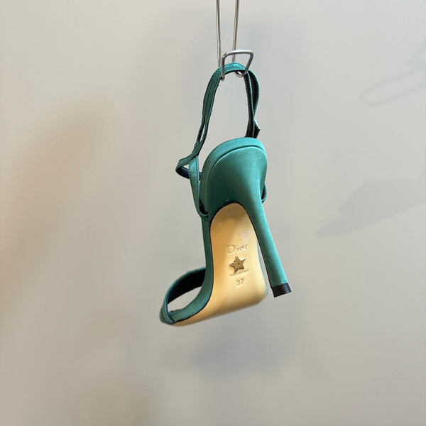 CD Dway Heeled Sandal 105mm Green Silk And Lambskin