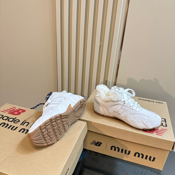 Miu x Balance 530 SL Sneakers White Fleece Lining Suede