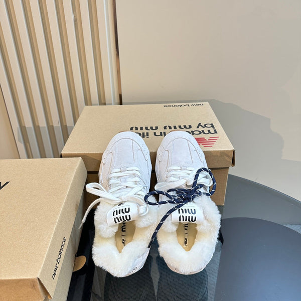 Miu x Balance 530 SL Sneakers White Fleece Lining Suede