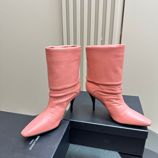 NIKI BOOTIES IN CORAL SHEEPSKIN