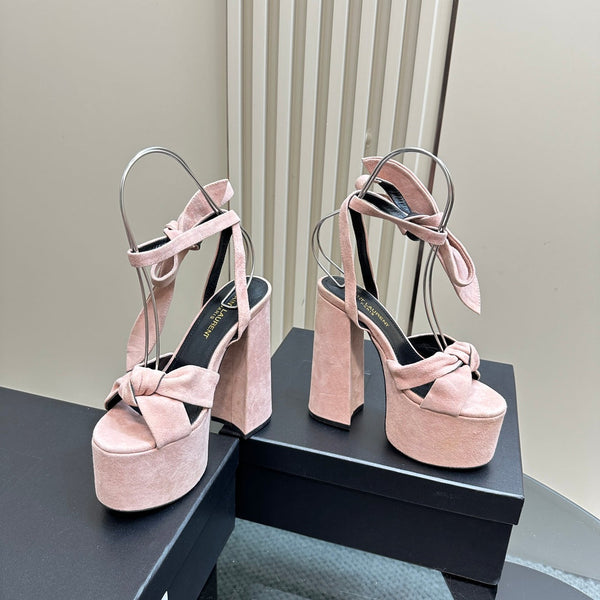 BIANCA PLATFORM SANDALS IN LIGHT PINK SUEDE