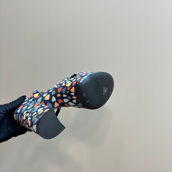 BIANCA PLATFORM SANDALS IN COLORFUL HEARTS PRINT VELVET