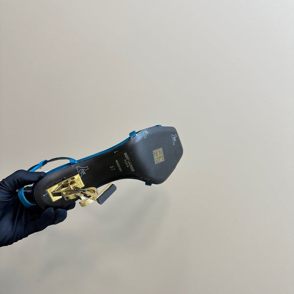 OPYUM HIGH SANDALS IN DUCK BLUEE SILK