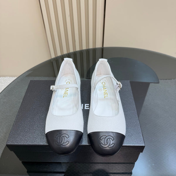 CC 25 Mary Jane Flats White Fabric 239402