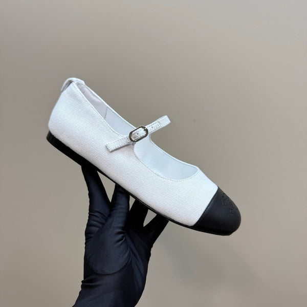 CC 25 Mary Jane Flats White Fabric 239402