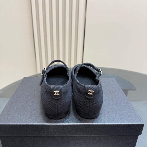 CC 25 Mary Jane Flats Black Fabric 239403