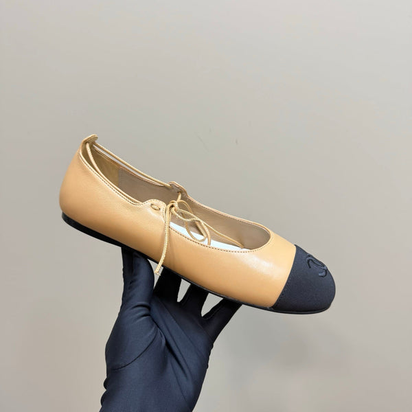 CC 25 Mary Jane Flat Buff Brown Leather with Fabric 239406