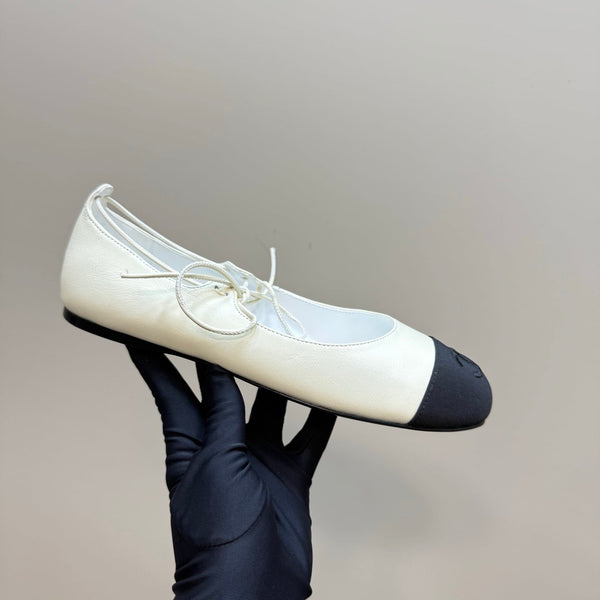 CC 25 Mary Jane Flat Beige Cream Leather with Fabric 239407