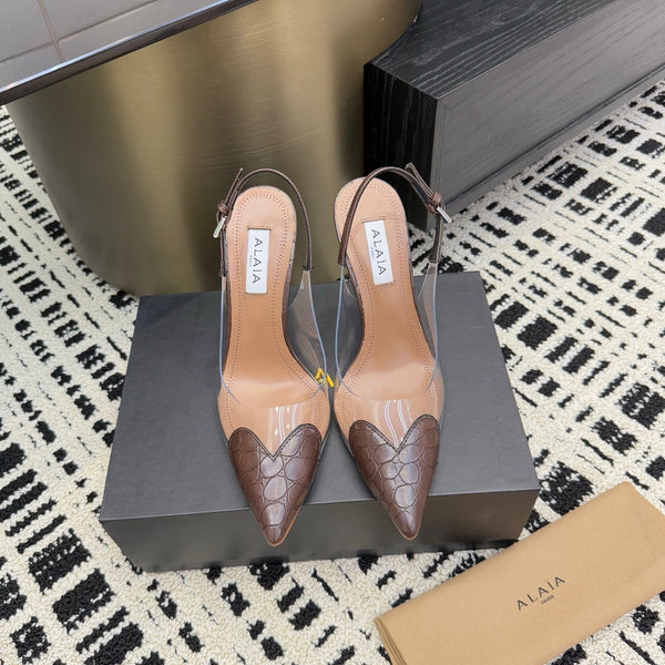 Alaia High Heels Slingbacks Brown Sheepskin 299840