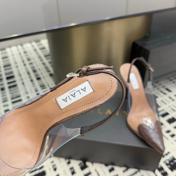 Alaia High Heels Slingbacks Brown Sheepskin 299840