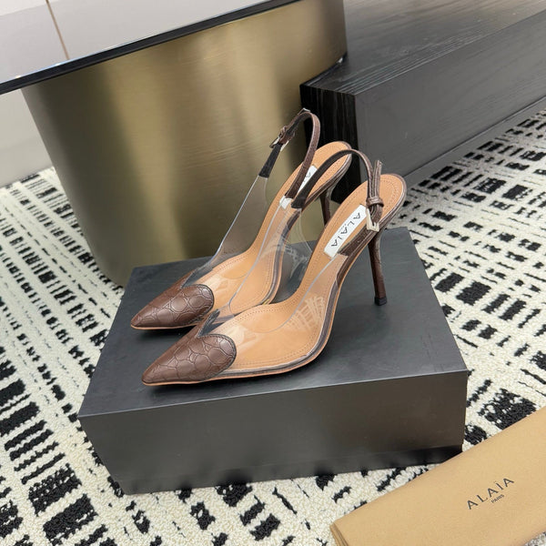 Alaia High Heels Slingbacks Brown Sheepskin 299840