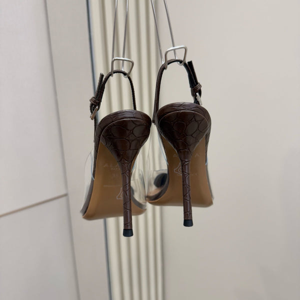 Alaia High Heels Slingbacks Brown Sheepskin 299840