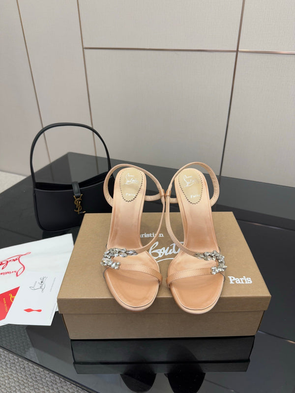 CL Diamond Sandals 10.5cm Champagne Silk 299880