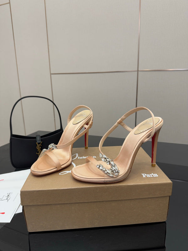 CL Diamond Sandals 10.5cm Champagne Silk 299880