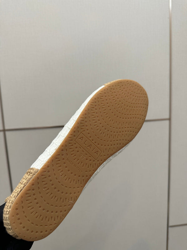 Alaia 2025 Ballet Flat Beige White Raffia 433755