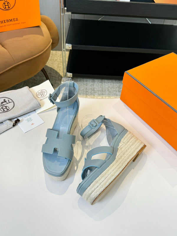 Espadrillas Elda 80 Baby Blue Epsom Vitello