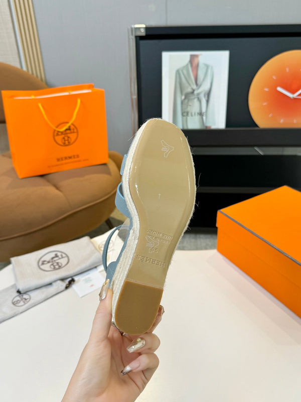 Espadrillas Elda 80 Baby Blue Epsom Vitello