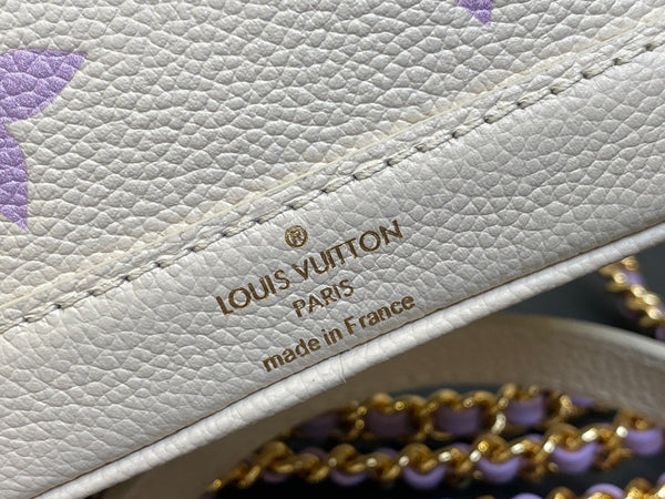 nano noe 13 cream purple monogram calfskin gold hardware