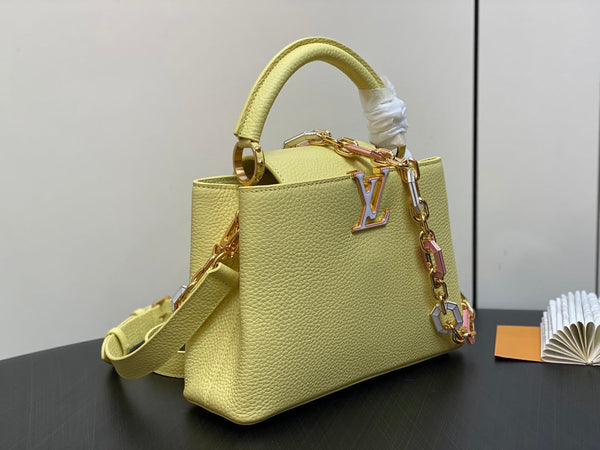 CAPUCINES BB 27 YELLOW TAURILLON GOLD HARDWARE