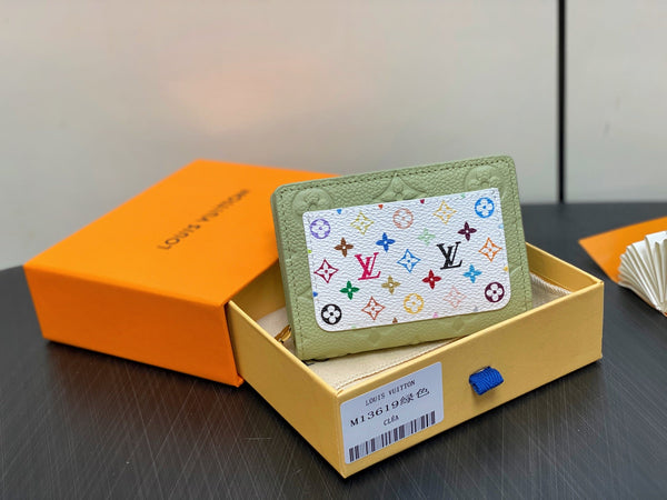 LV x TM Portfolio Claire Green Gold Leather 329879